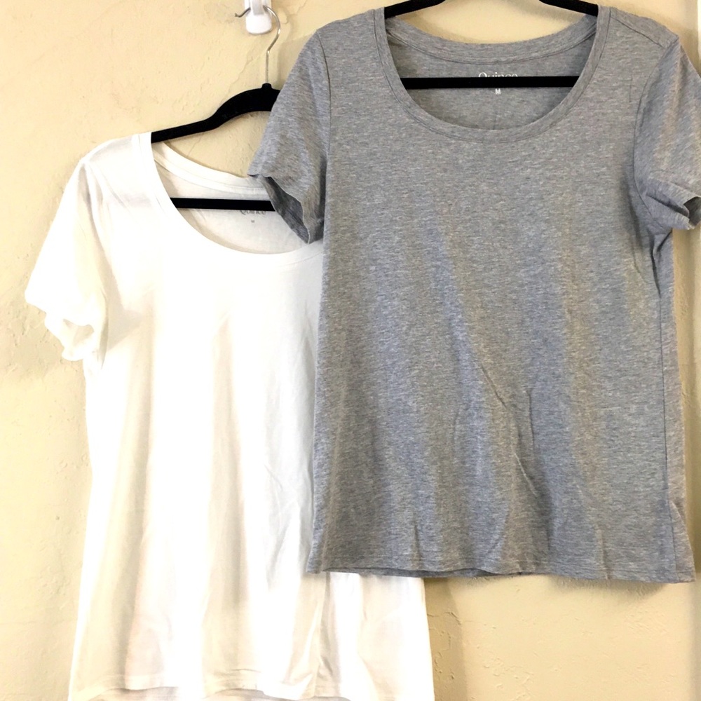 NWOT Quince Bundle Short Sleeve T-Shirt White Gray 50% Cotton 50% Modal Casual